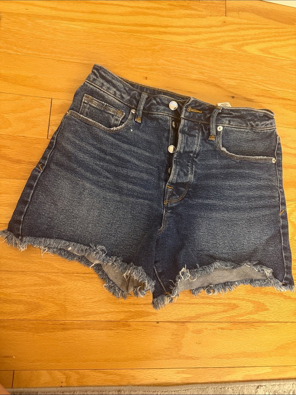 Good American Dark Wash High Rise Denim Shorts